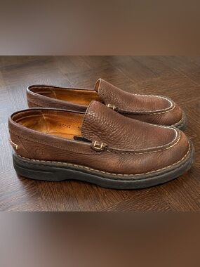 Born Brown Pebbled Leather Slip-On Loafers